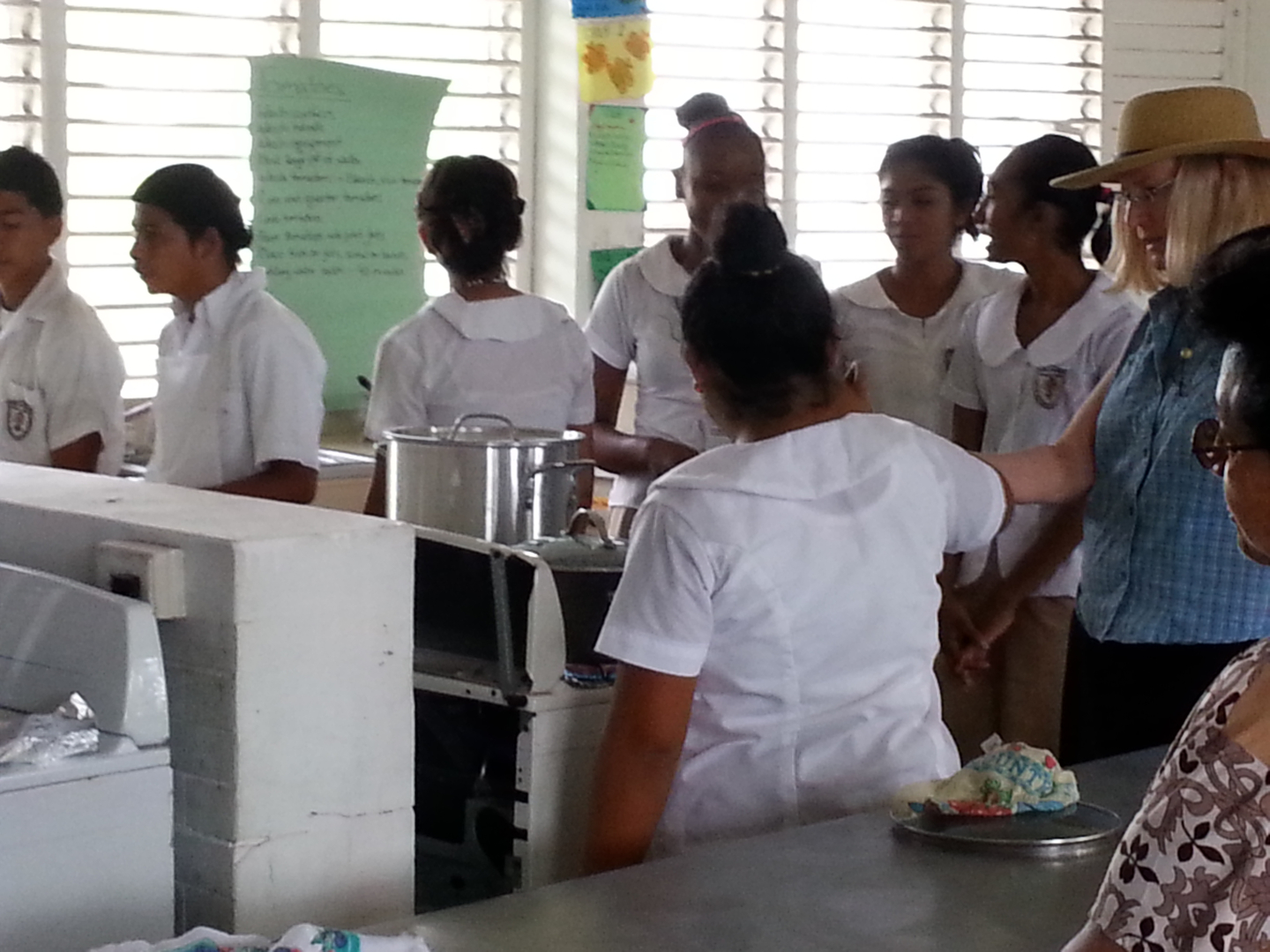 Group of students during a canning lesson